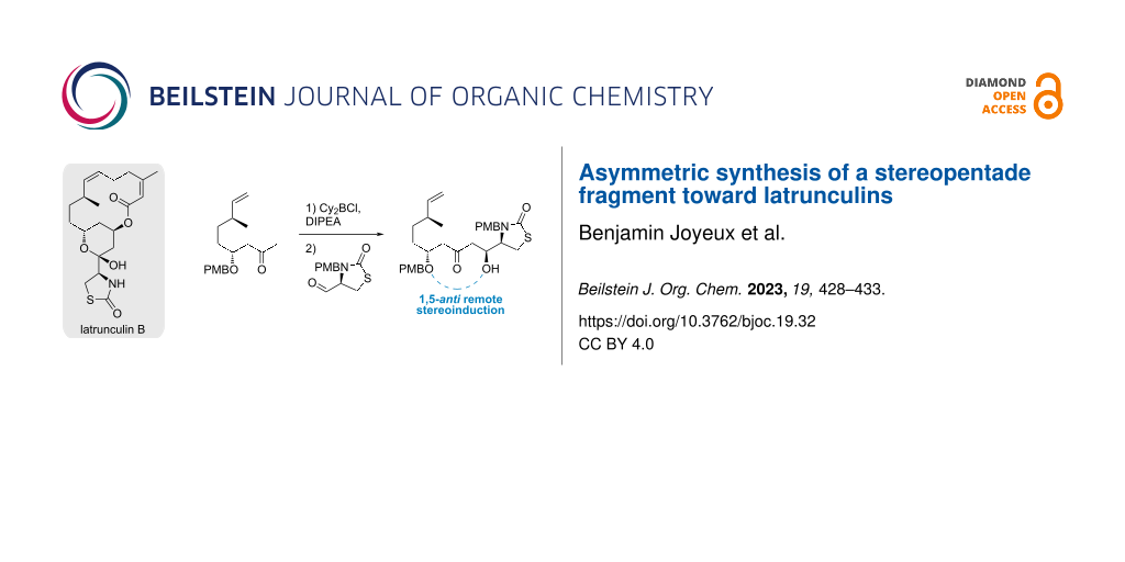 Asymmetric synthesis of a stereopentade fragment toward latrunculins