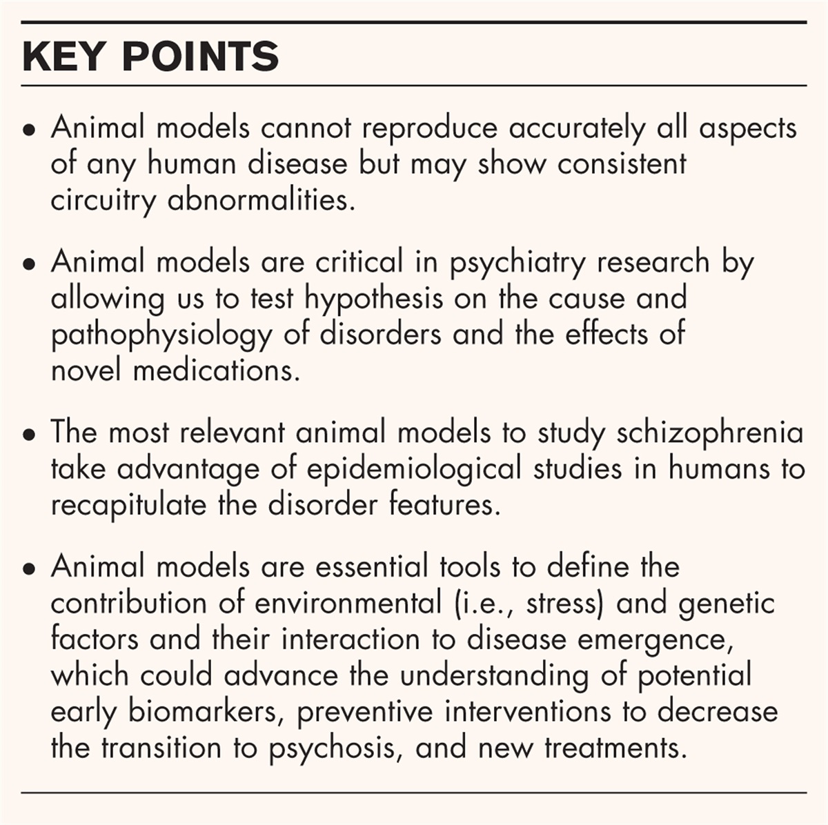 Update on current animal models for schizophrenia: are they still useful?