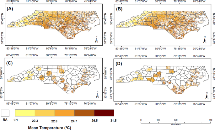 Heat-mortality relationship in North Carolina: Comparison using different exposure methods