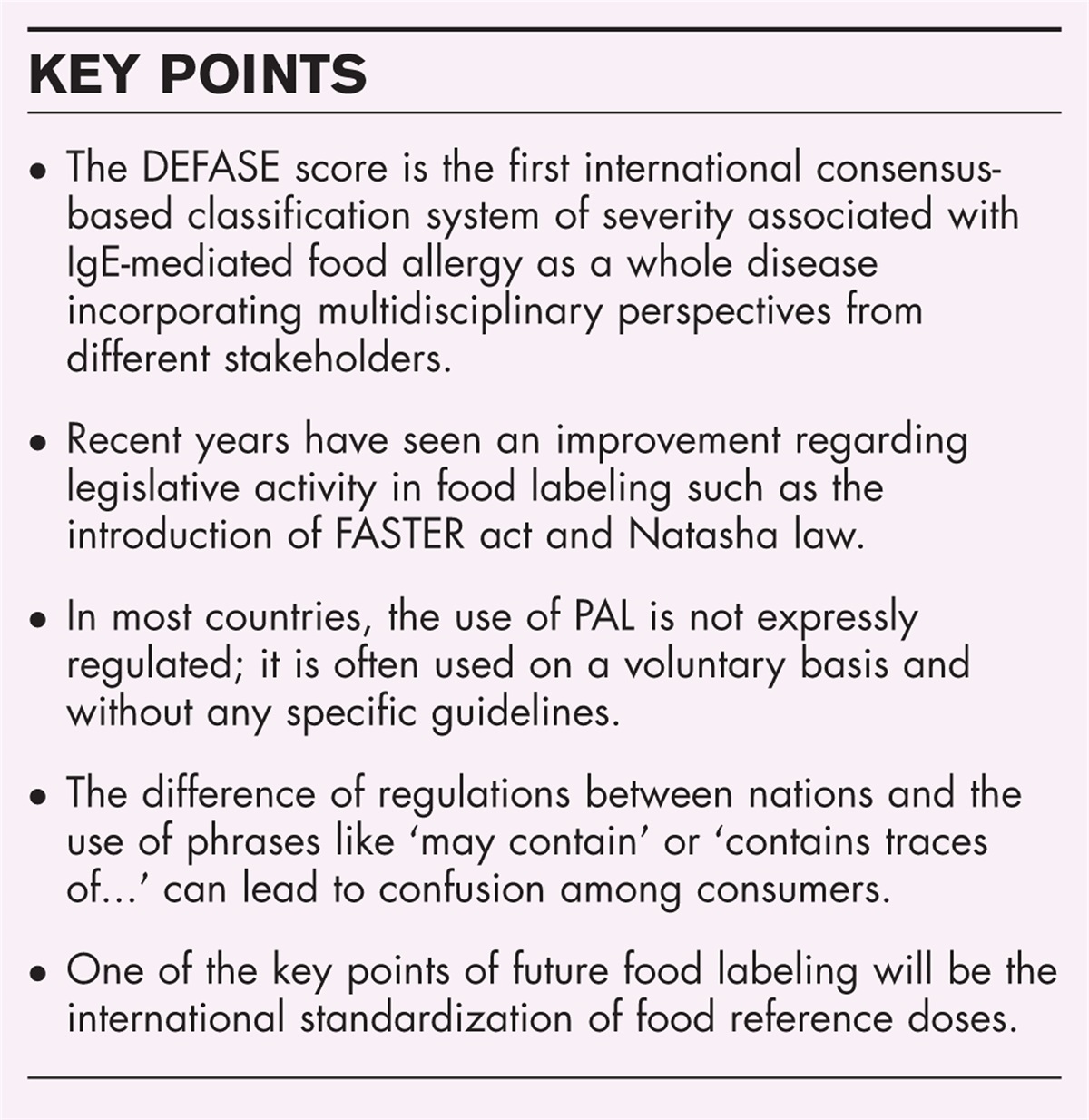 Food-labeling issues for severe food-allergic consumers