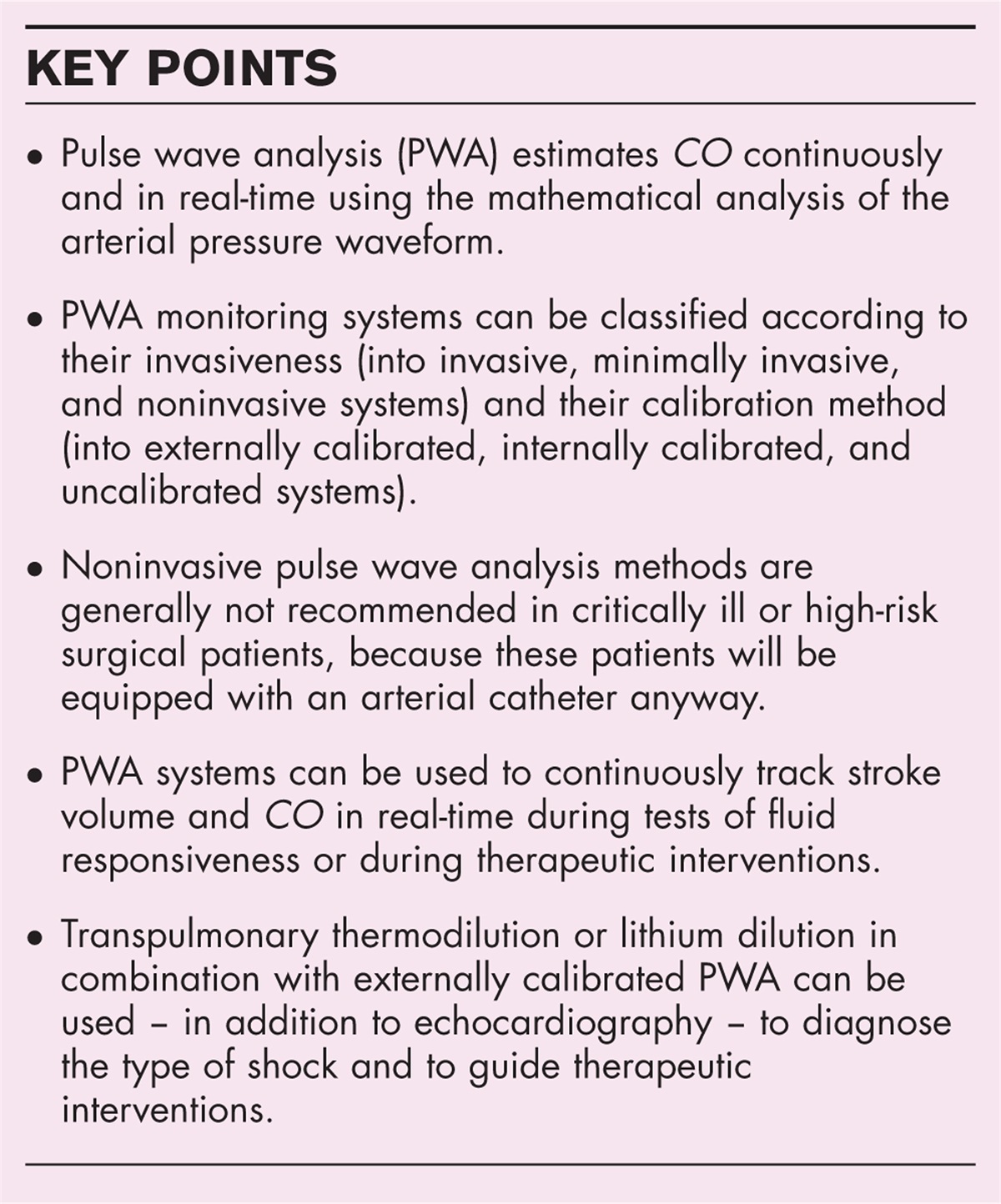 Pulse wave analysis: basic concepts and clinical application in intensive care medicine