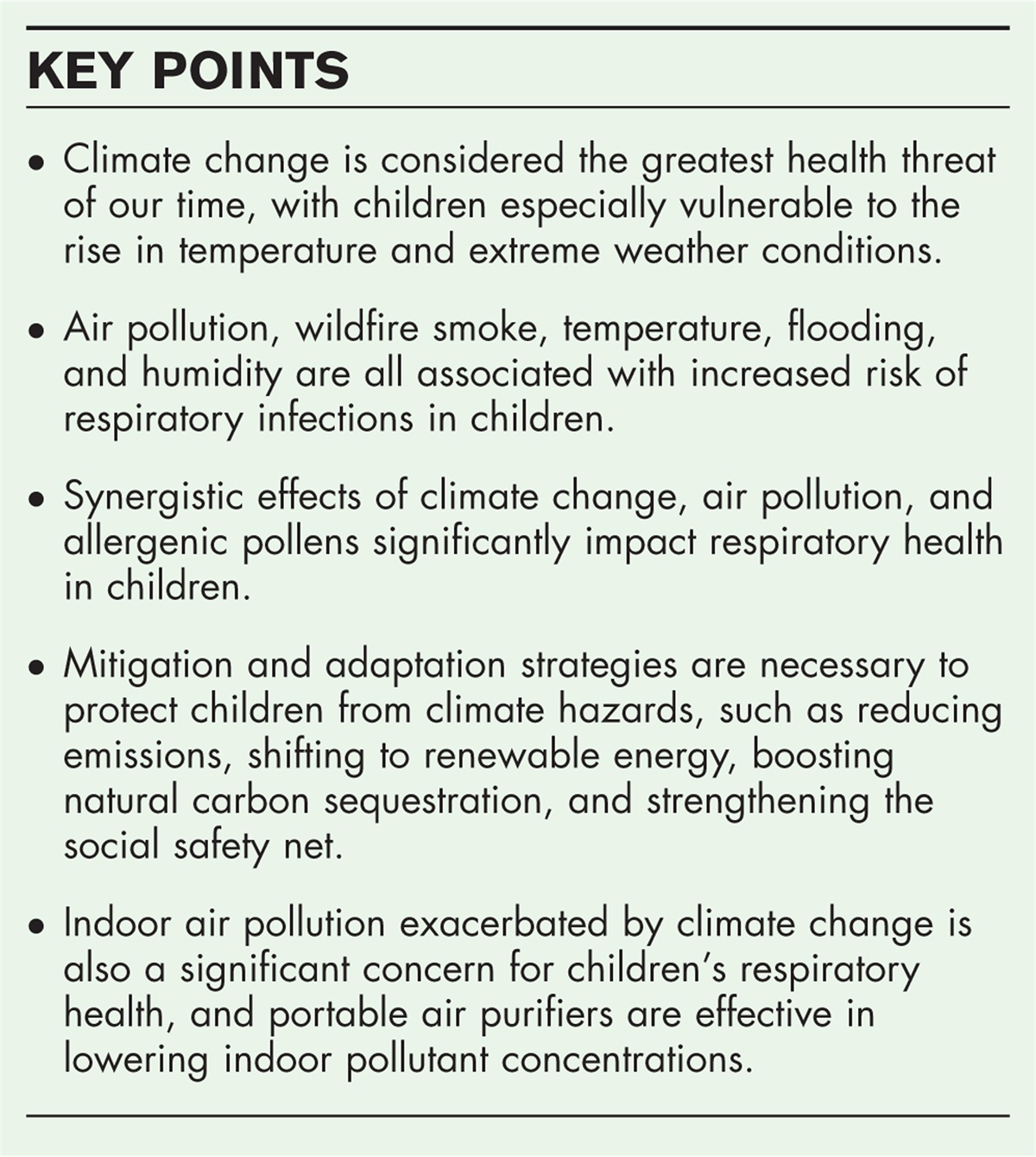 Climate change impacts on children's respiratory health