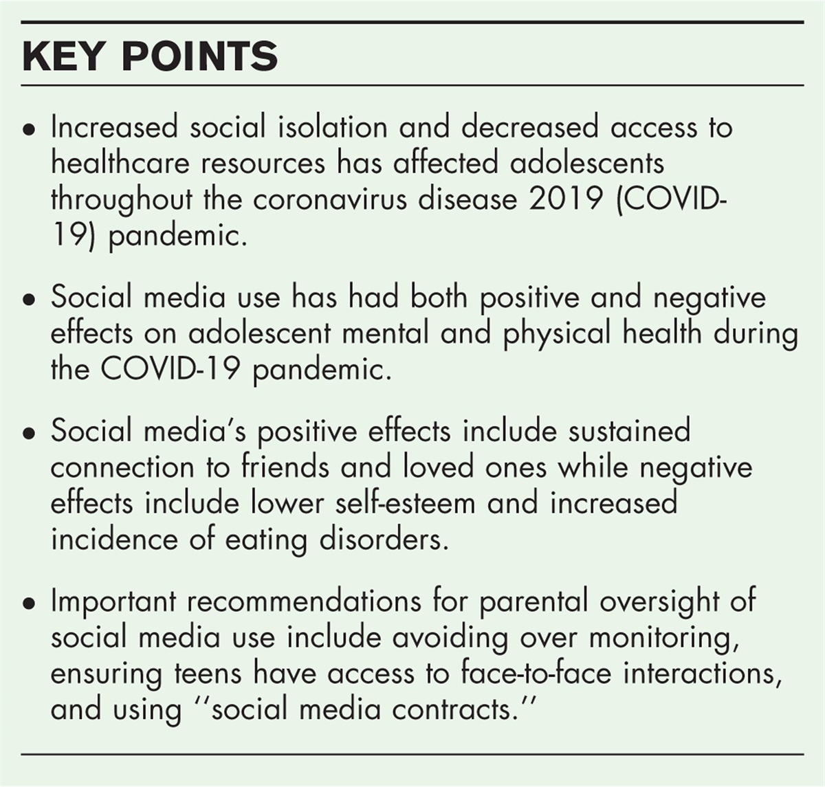Impact of COVID-19 on adolescent health and use of social media