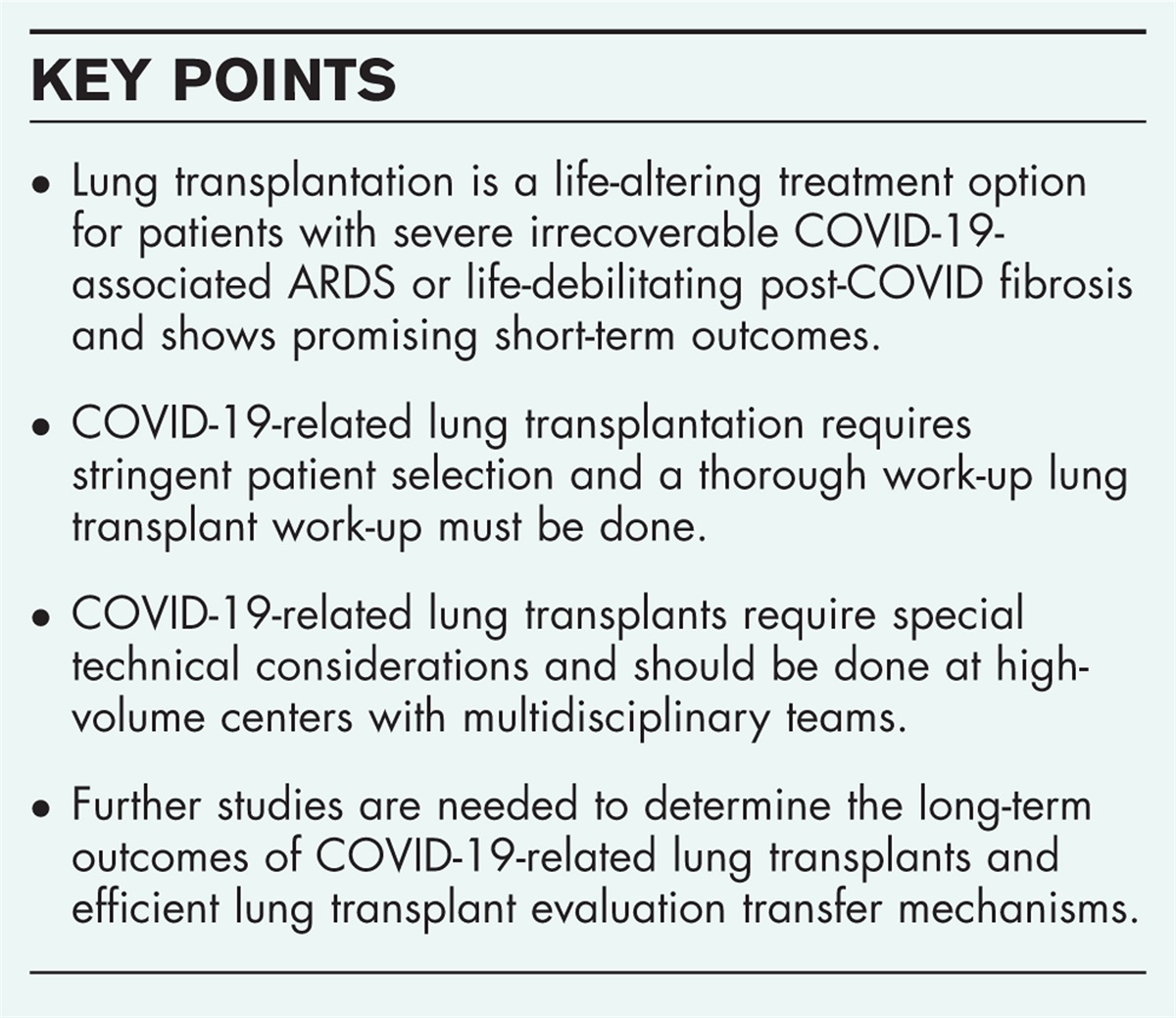 Lung transplantation for coronavirus disease 2019 acute respiratory distress syndrome/fibrosis: silver lining of a global pandemic