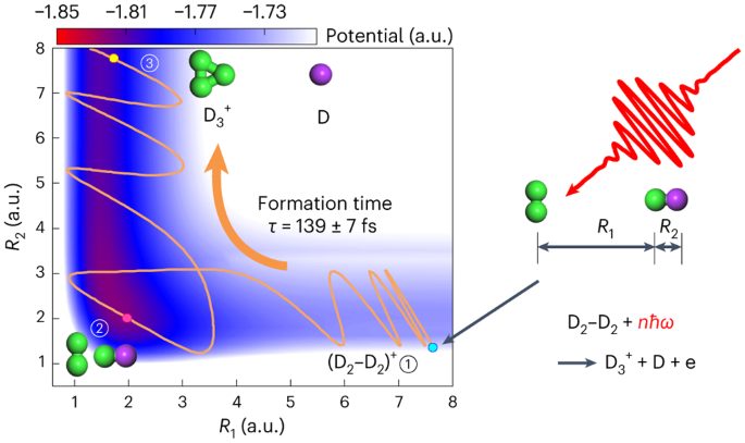 Ultrafast formation dynamics of D3+ from the light-driven bimolecular reaction of the D2–D2 dimer