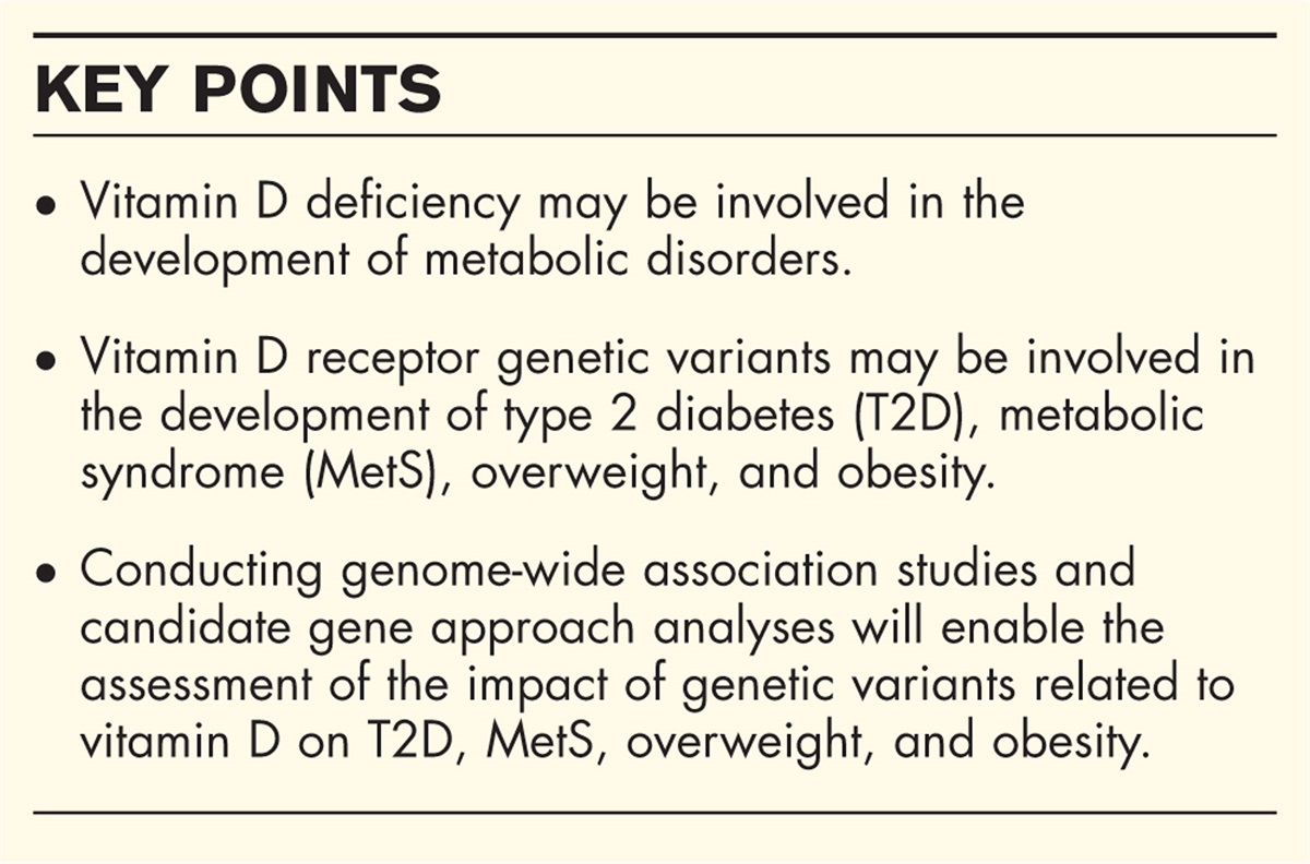 Impact of vitamin D receptor polymorphisms in selected metabolic disorders