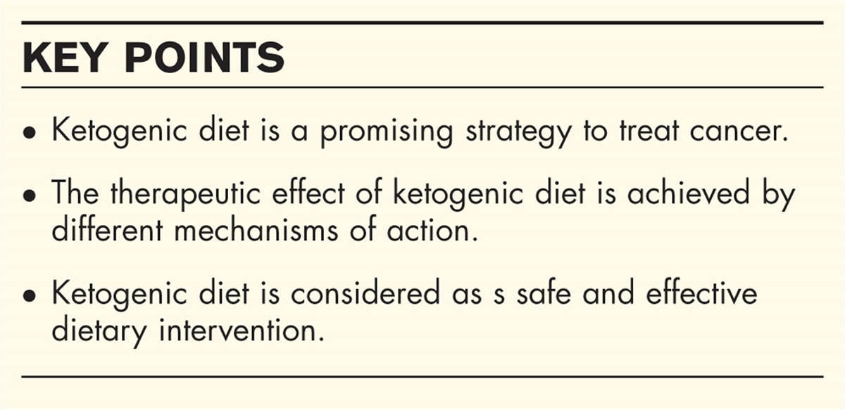 Ketogenic diet in cancer management