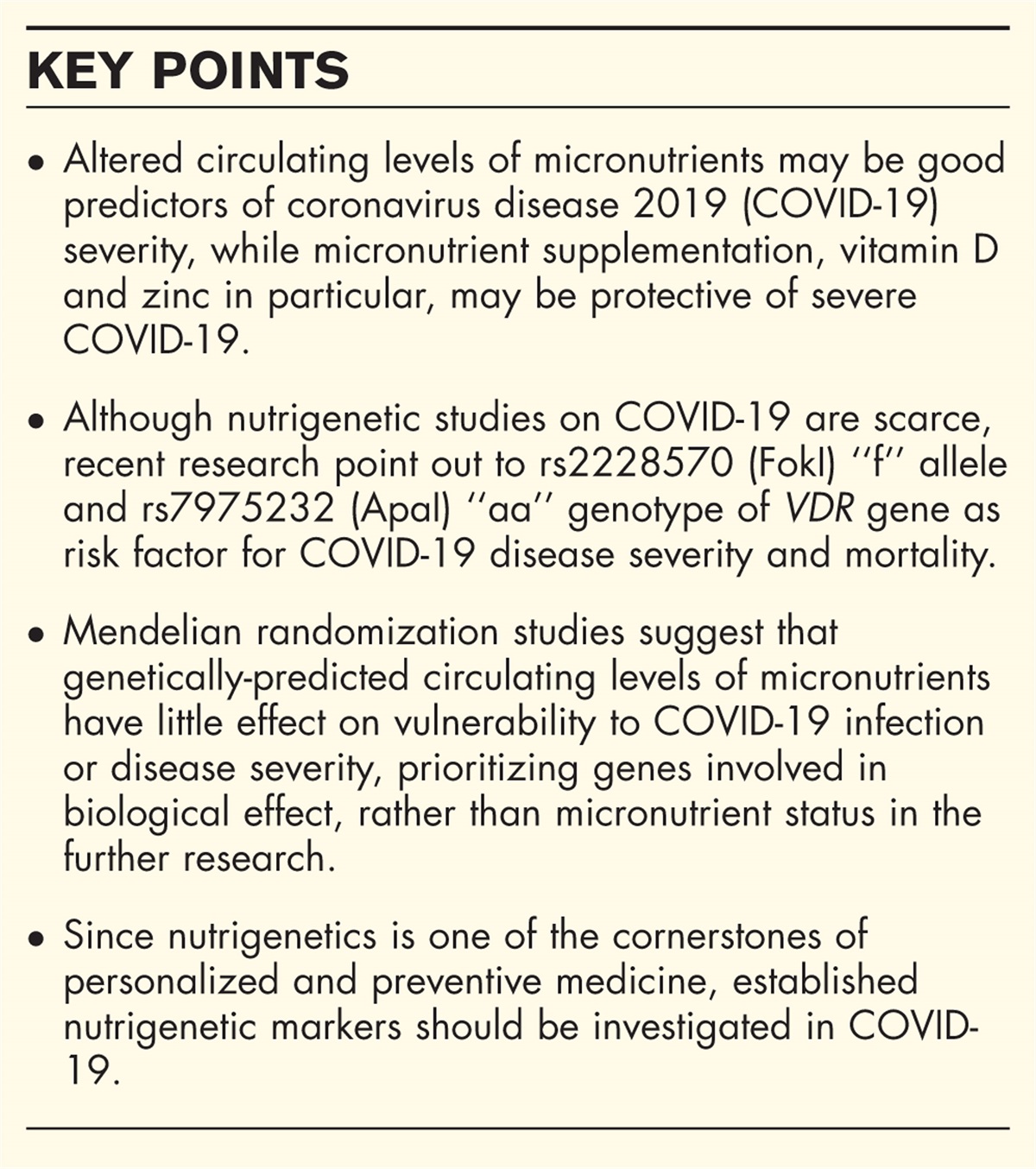 Micronutrients, genetics and COVID-19