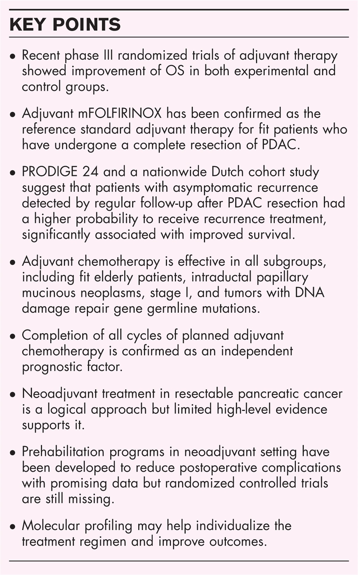 Adjuvant and neoadjuvant approaches in pancreatic cancer