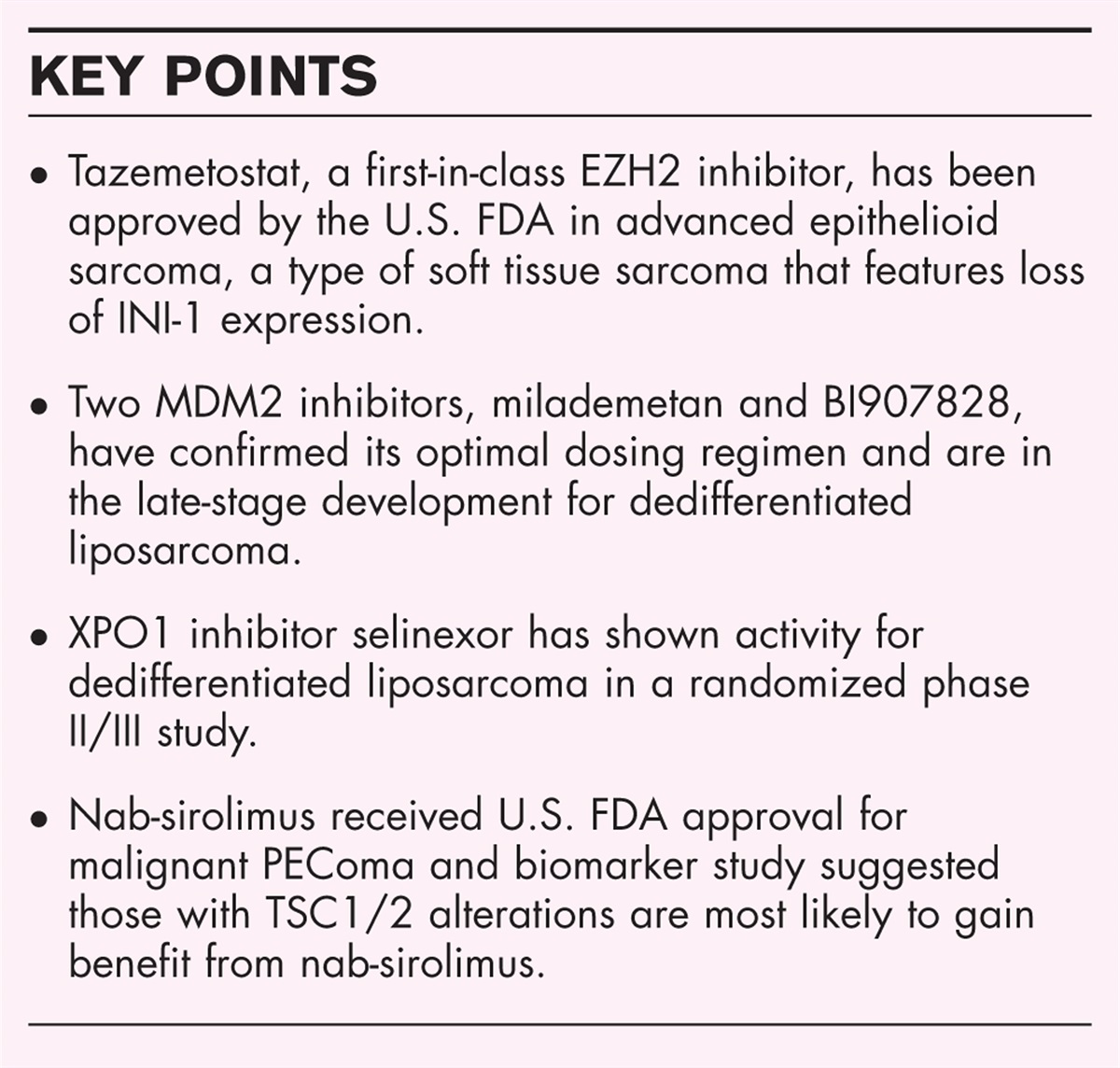 New targeted treatments for advanced sarcomas