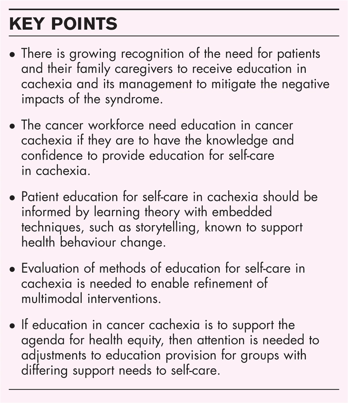 Educational needs of self-care in cachectic cancer patients and caregivers