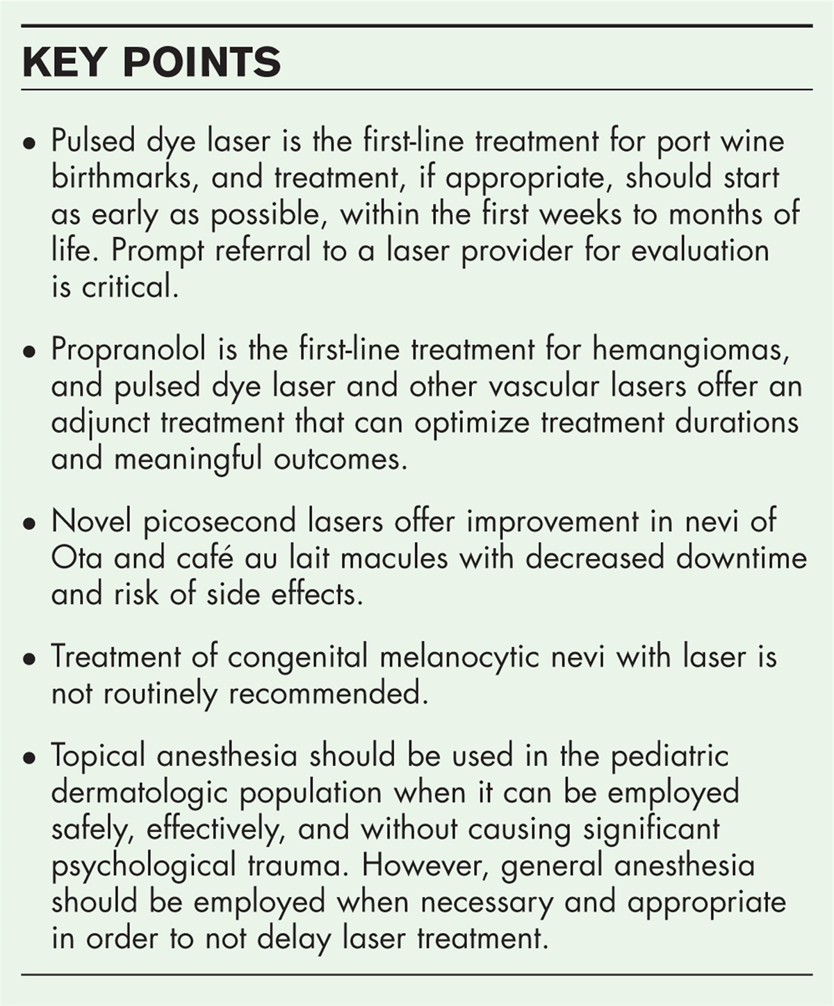 Update on lasers in pediatric dermatology: how primary care providers can help patients and families navigate appropriate treatment options and timelines