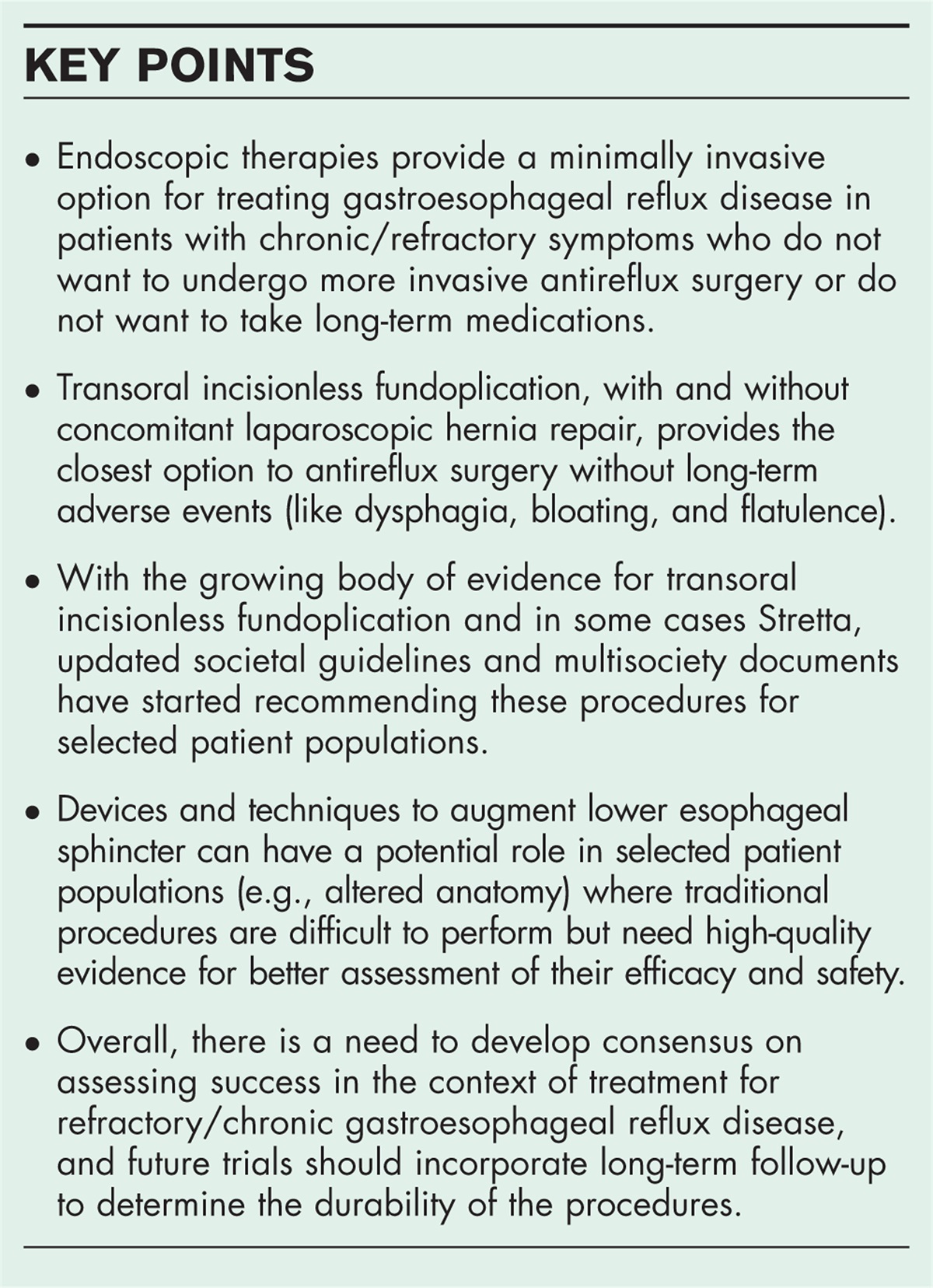 Endoscopic therapy for gastroesophageal reflux disease: where are we, where are we going?