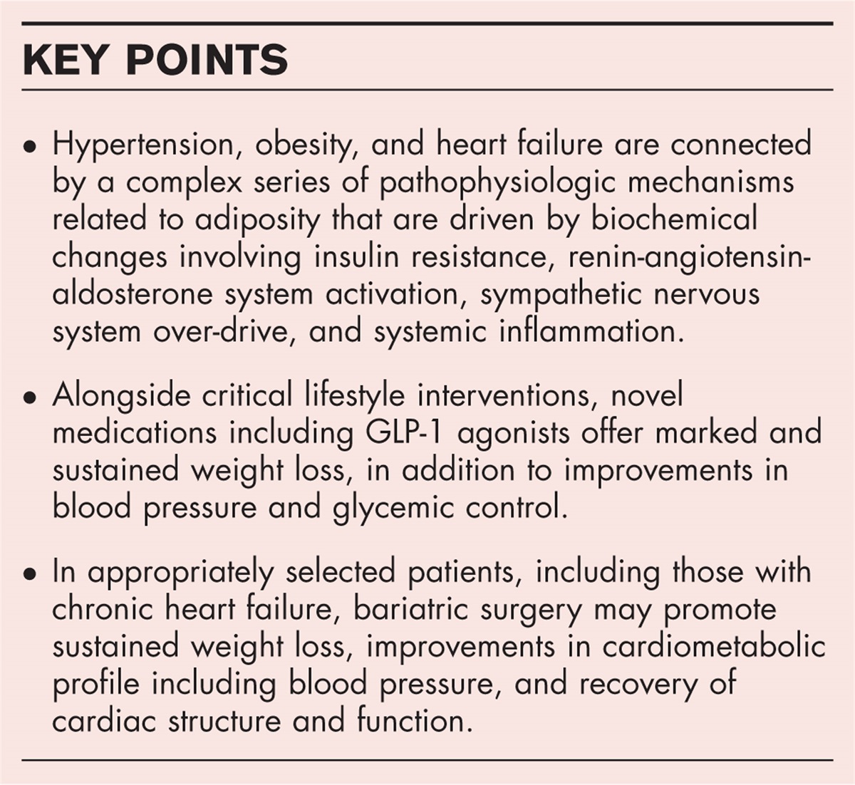 Clinical considerations and pathophysiological associations among obesity, weight loss, heart failure, and hypertension