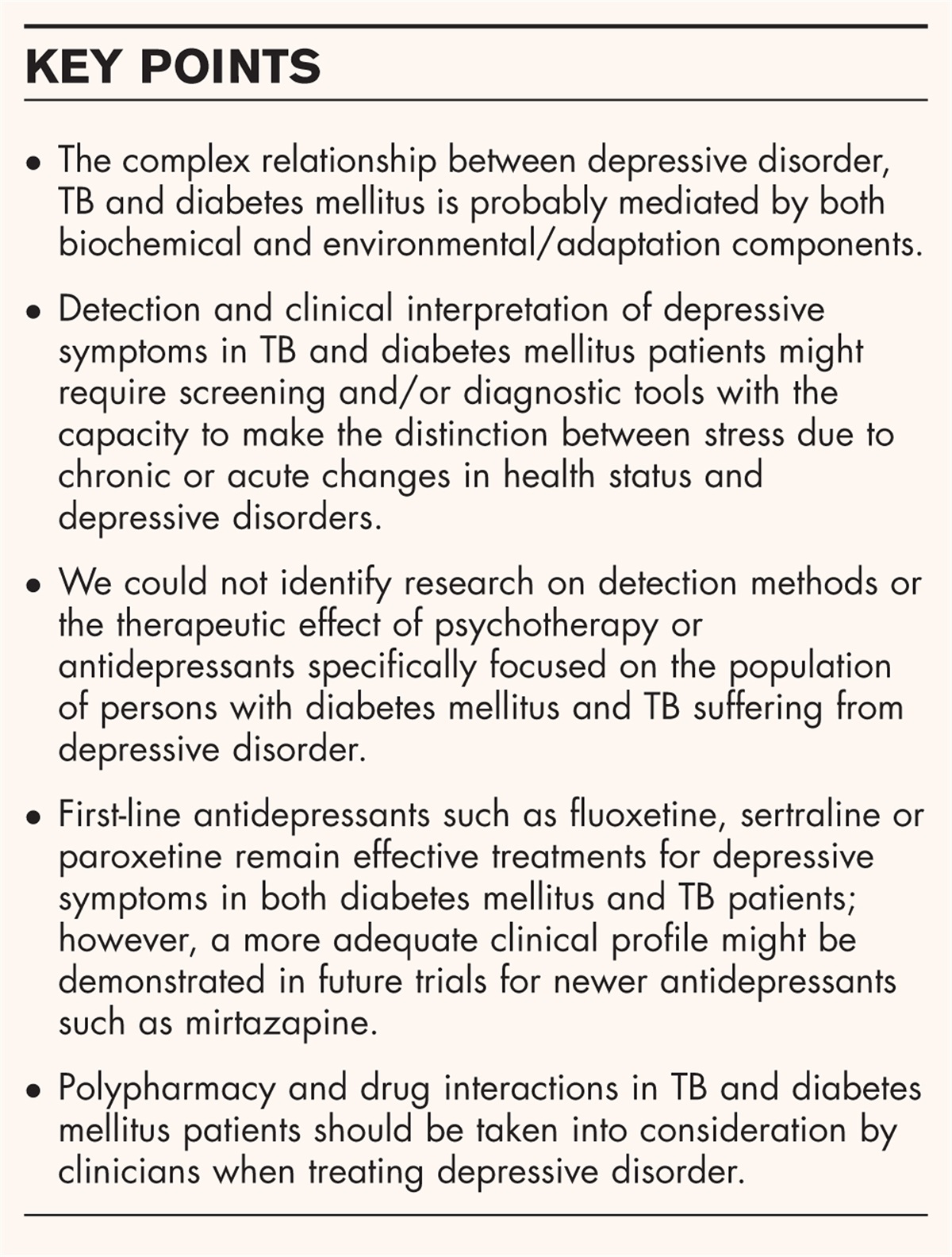 Challenges in the management of depressive disorders comorbid with tuberculosis and type 2 diabetes