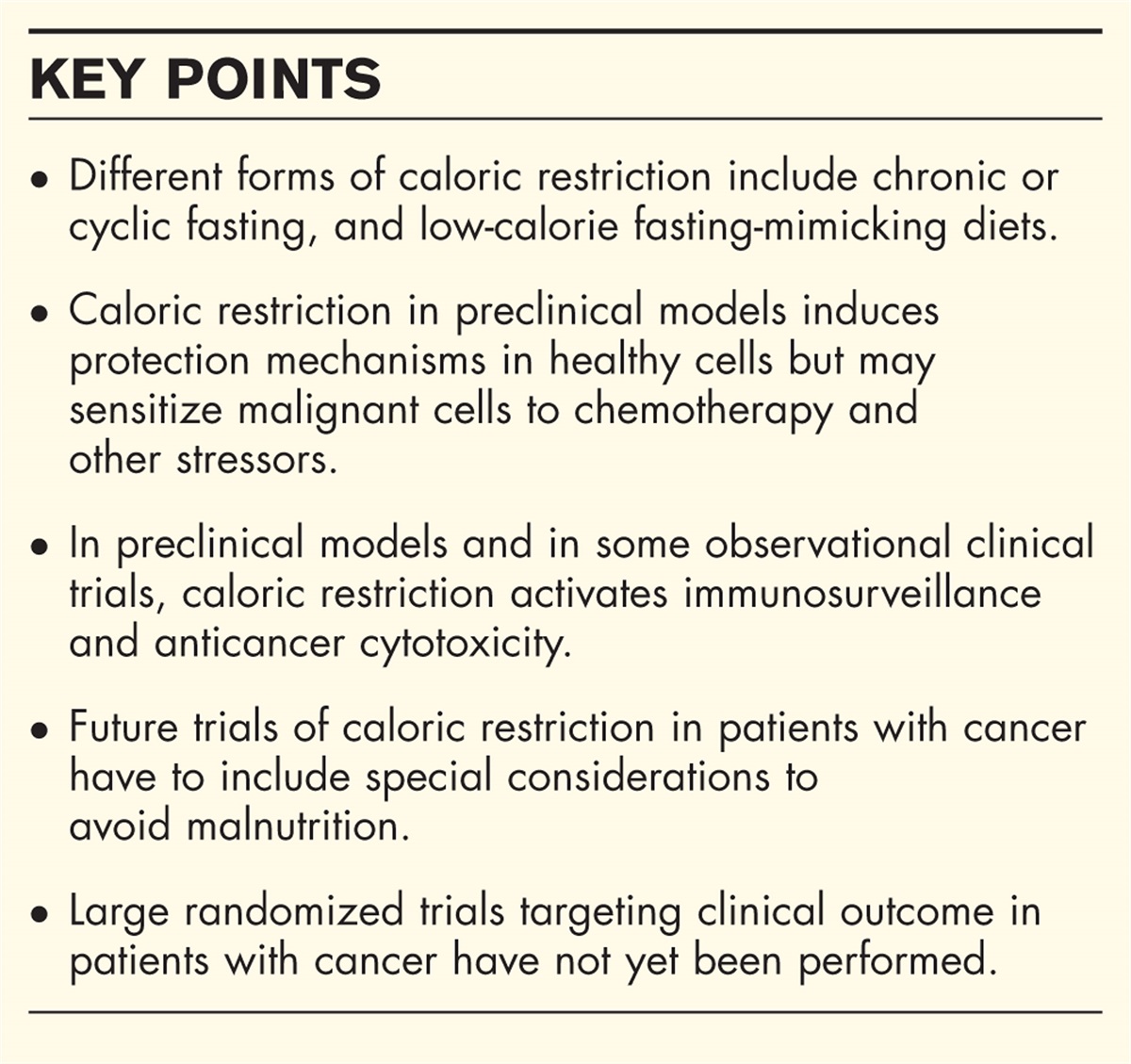 Caloric restriction and fasting-mimicking diets in the treatment of cancer patients