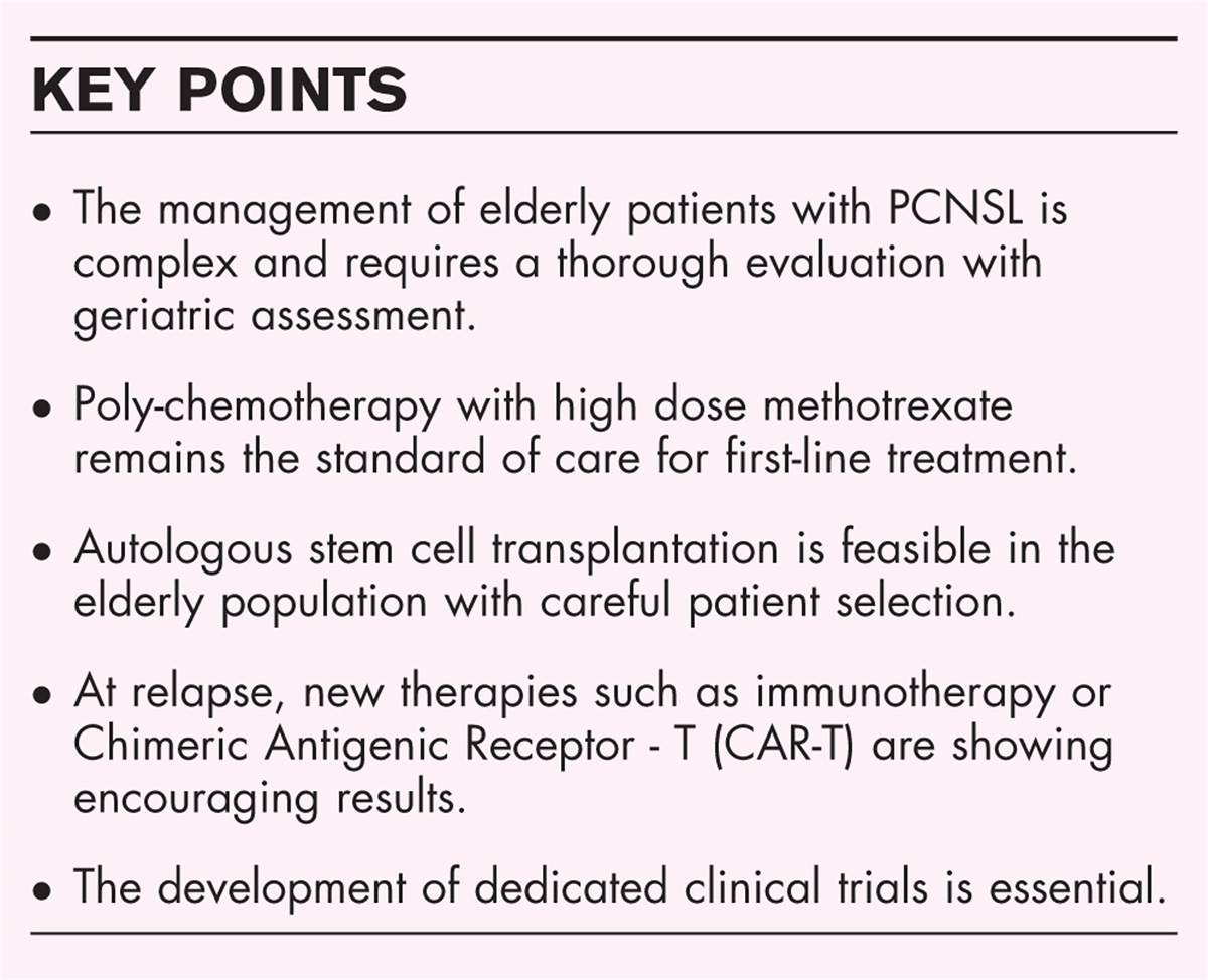 Primary central nervous system lymphoma (PCNSL) in older patients