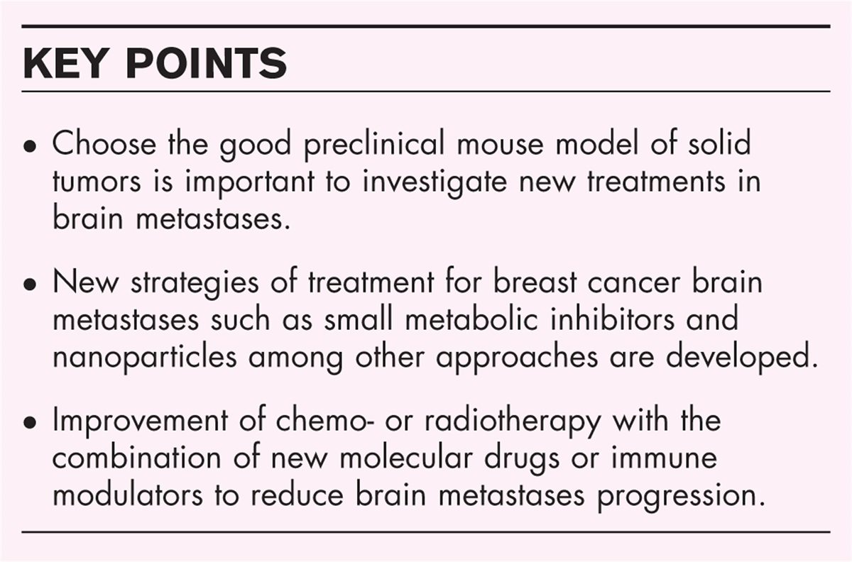 Preclinical models to understand the biology and to discover new targets in brain metastases