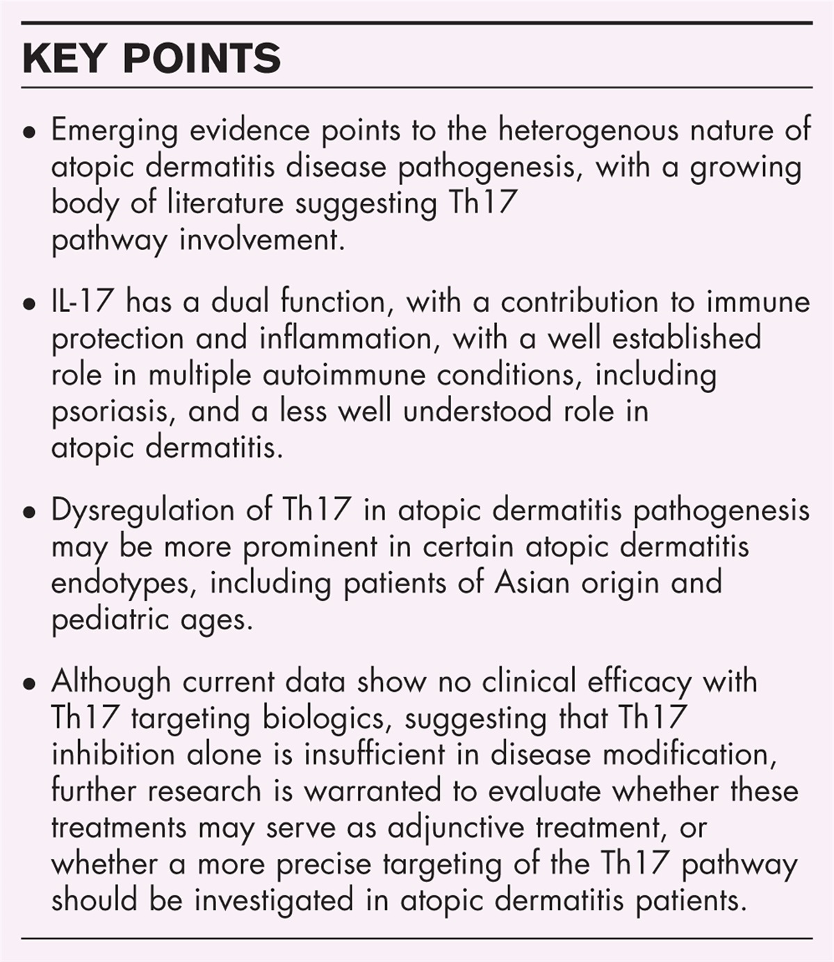 The pathogenetic role of Th17 immune response in atopic dermatitis