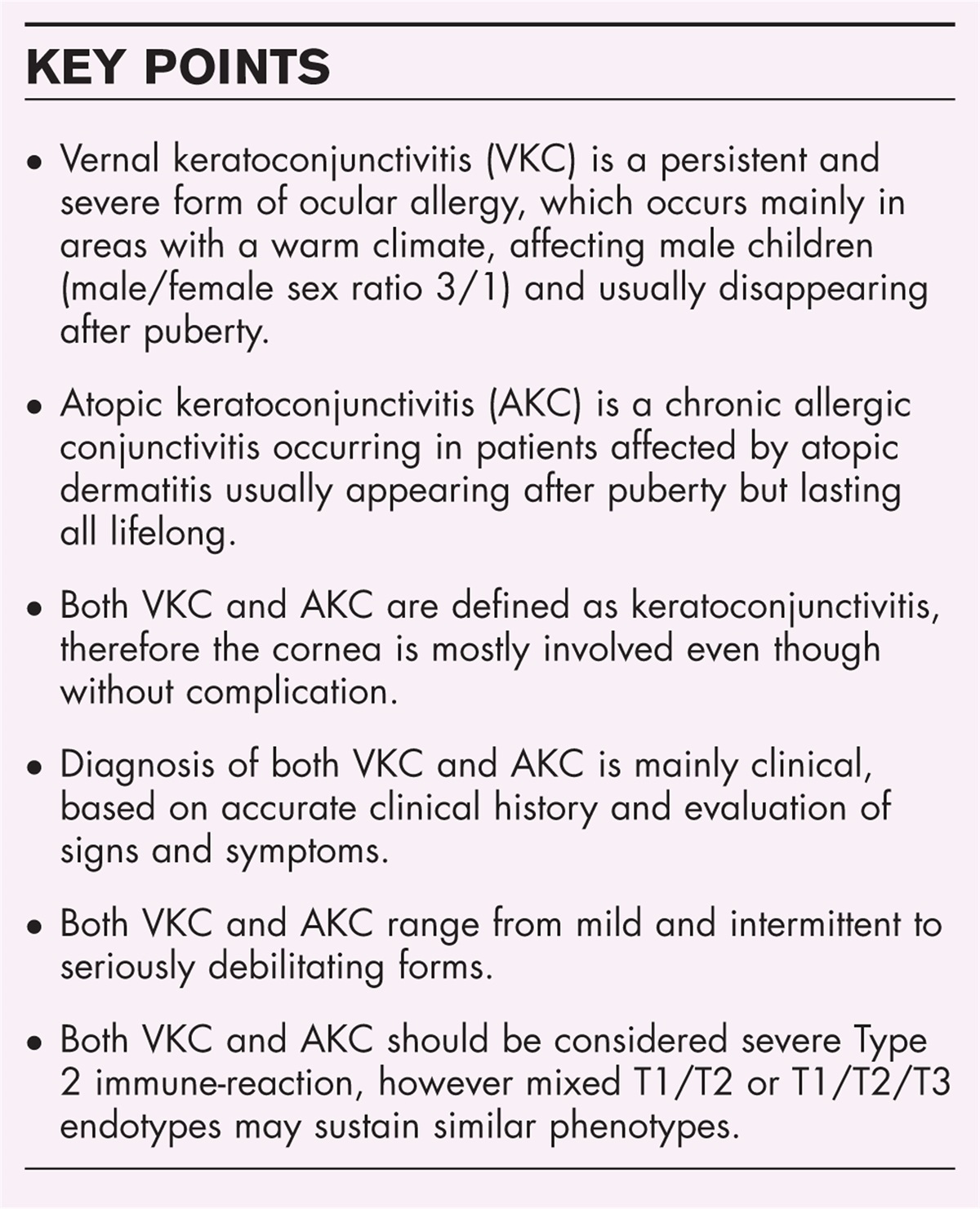 Diagnostic criteria of chronic conjunctivitis: atopic keratoconjunctivitis and vernal keratoconjunctivitis