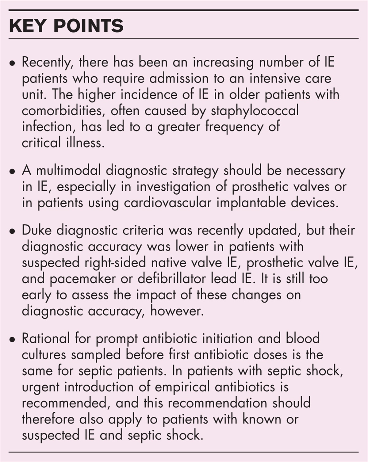 Endocarditis in critically ill patients: a review
