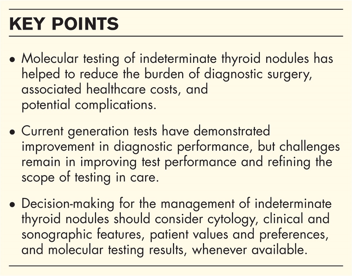 Molecular testing for indeterminate thyroid nodules: past, present, and future