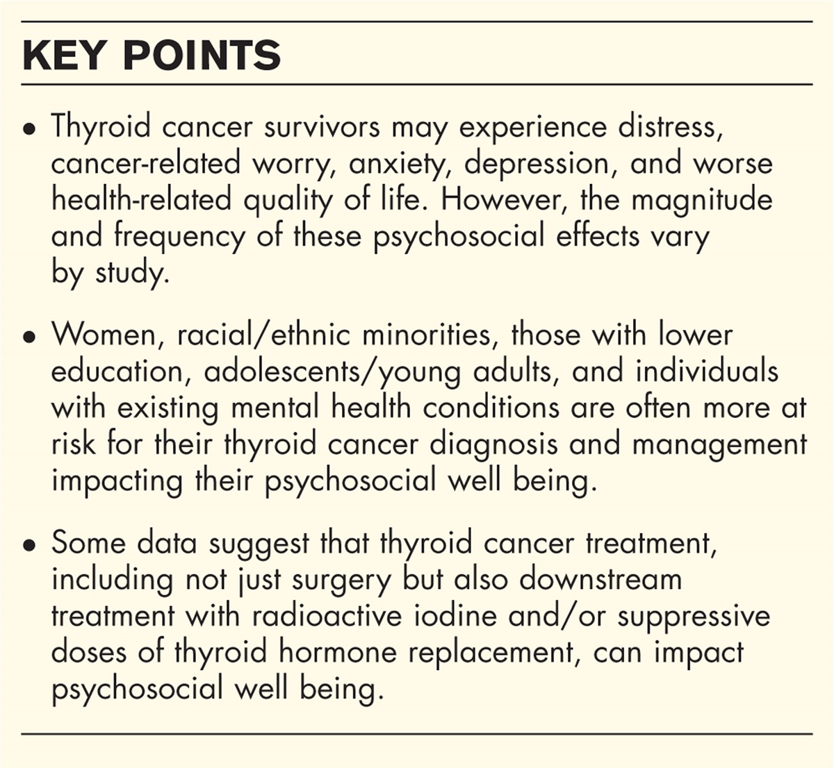 The psychosocial impact of thyroid cancer