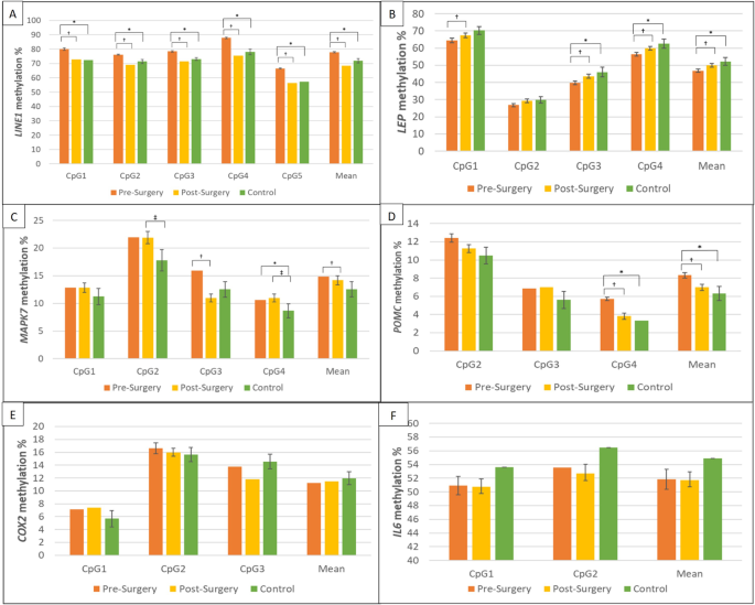 Effects of obesity, and of weight loss following bariatric surgery, on methylation of DNA from the rectal mucosa and in cell-free DNA from blood
