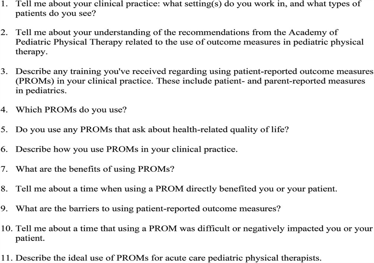 Perceptions of Patient-Reported Outcome Measures in Acute Care Pediatric Physical Therapy: A Qualitative Analysis