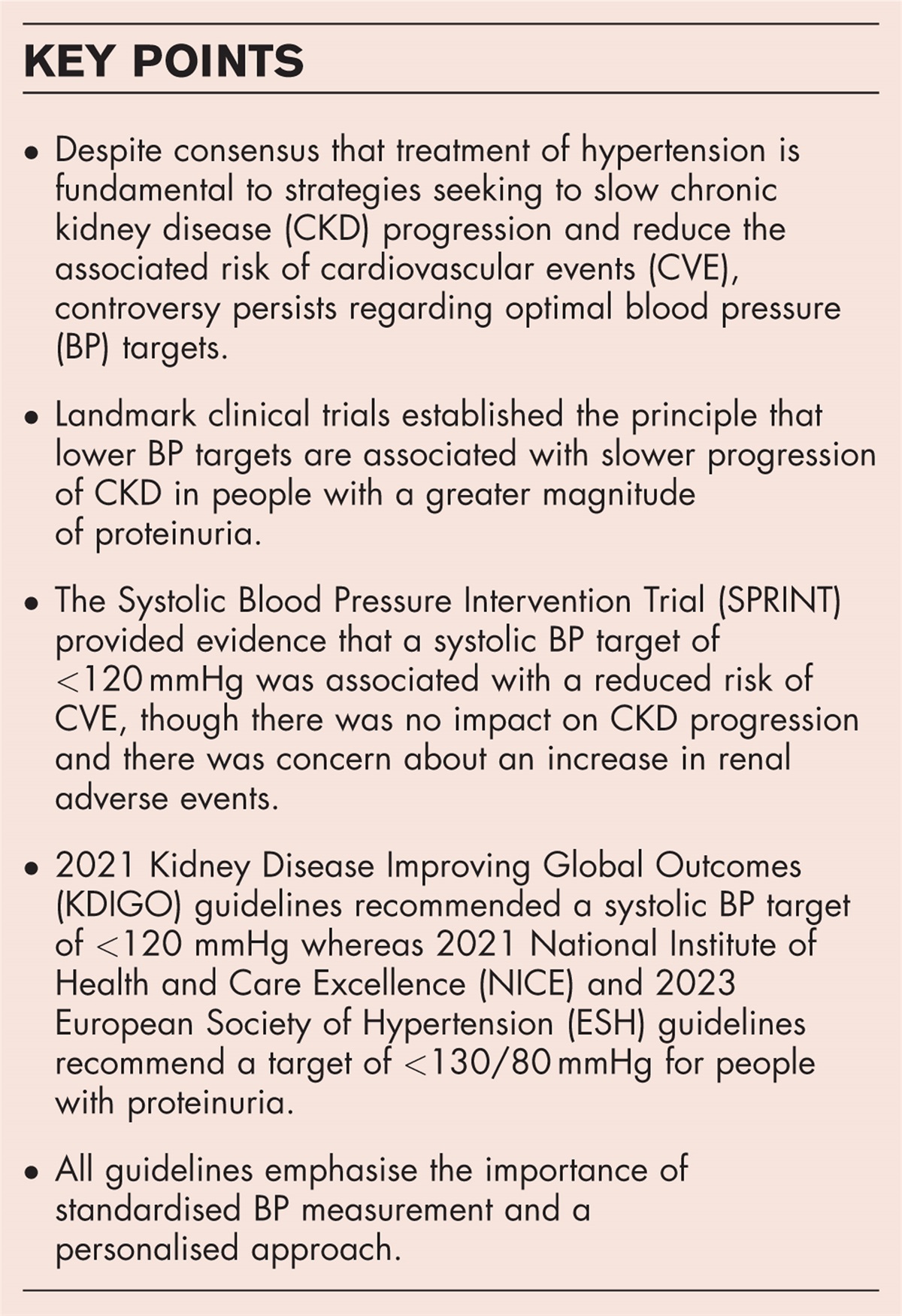 Blood pressure targets in chronic kidney disease: still no consensus