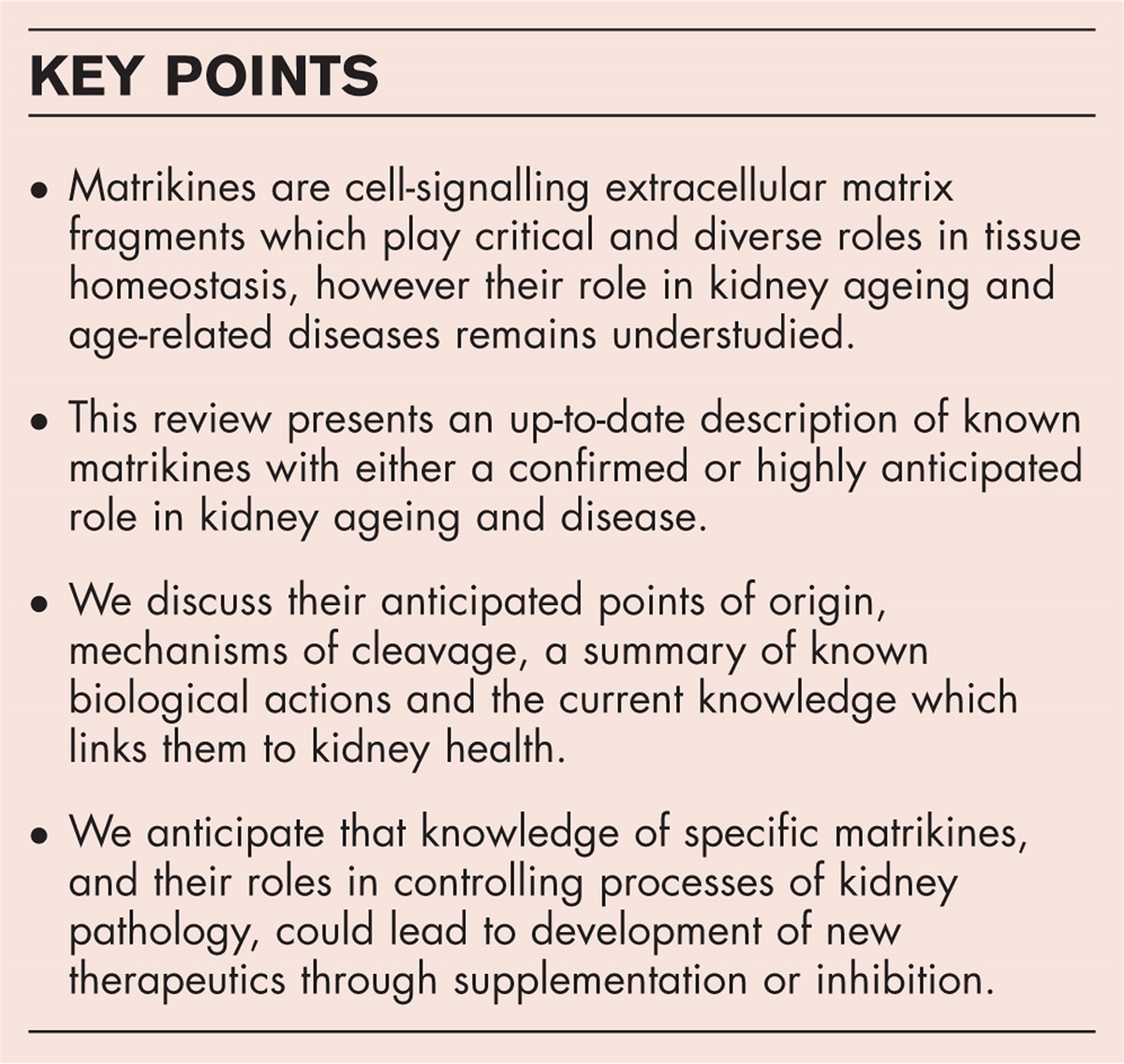 Matrikines in kidney ageing and age-related disease