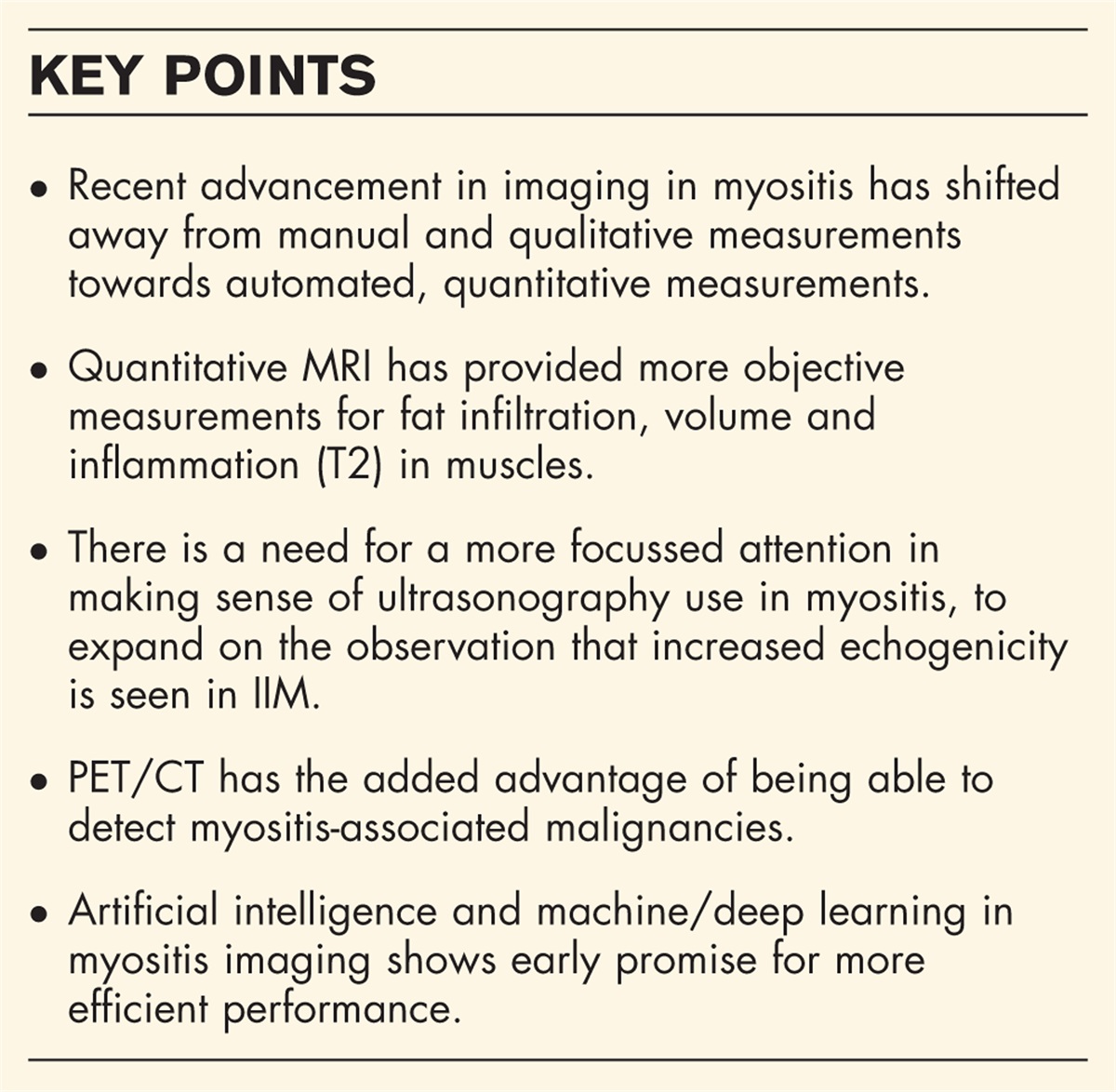 Update on muscle imaging in myositis