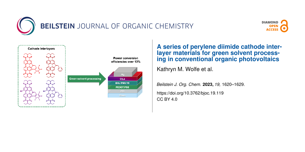 A series of perylene diimide cathode interlayer materials for green solvent processing in conventional organic photovoltaics