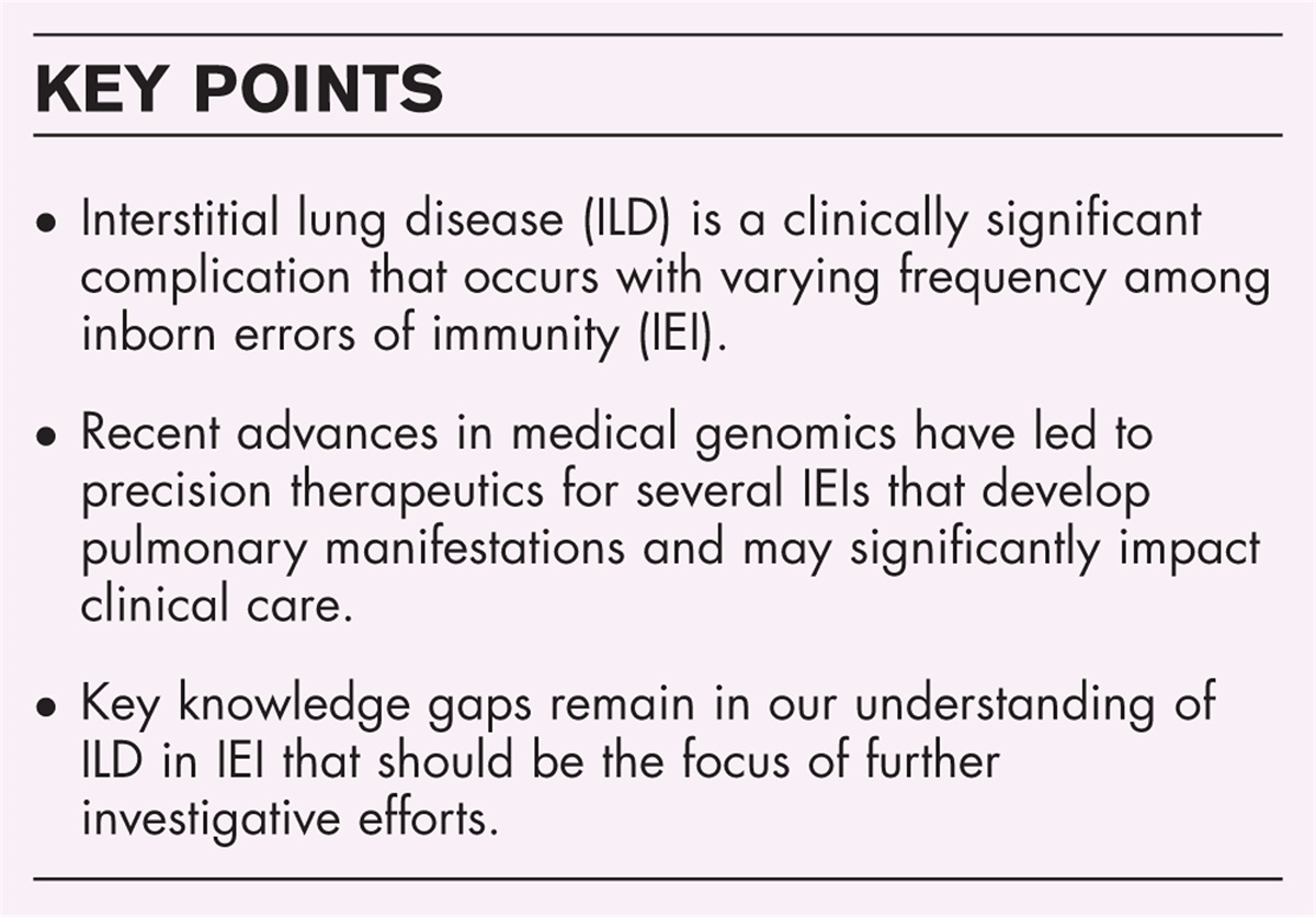 Interstitial lung diseases in inborn errors of immunity