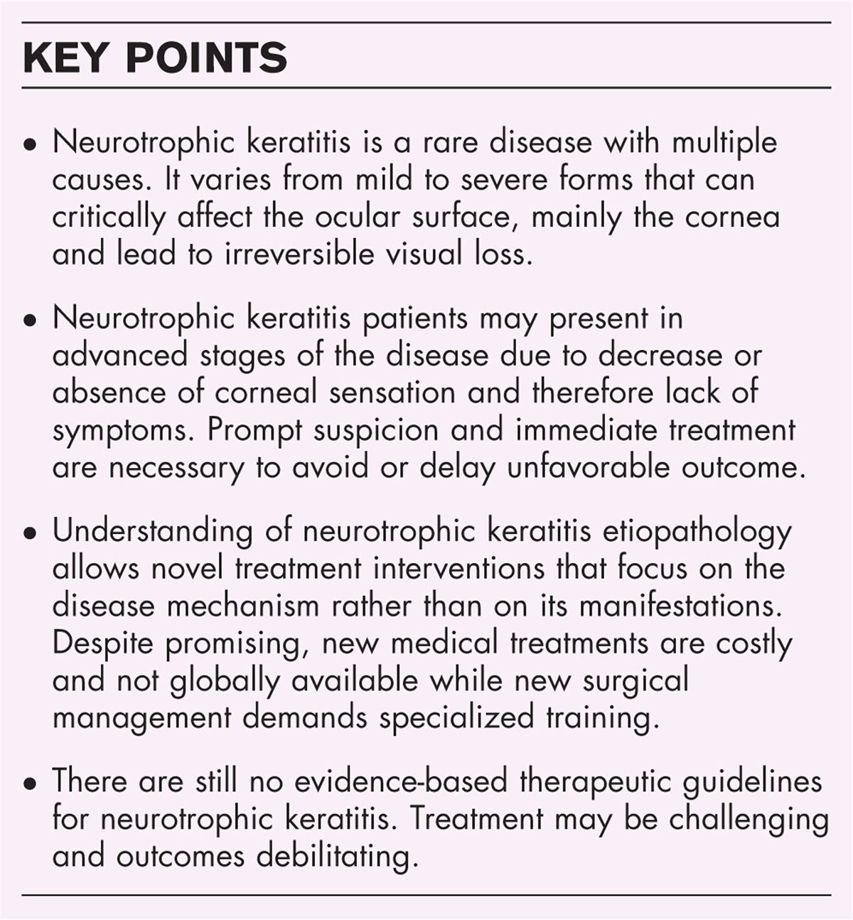 Neurotrophic keratitis: inflammatory pathogenesis and novel therapies