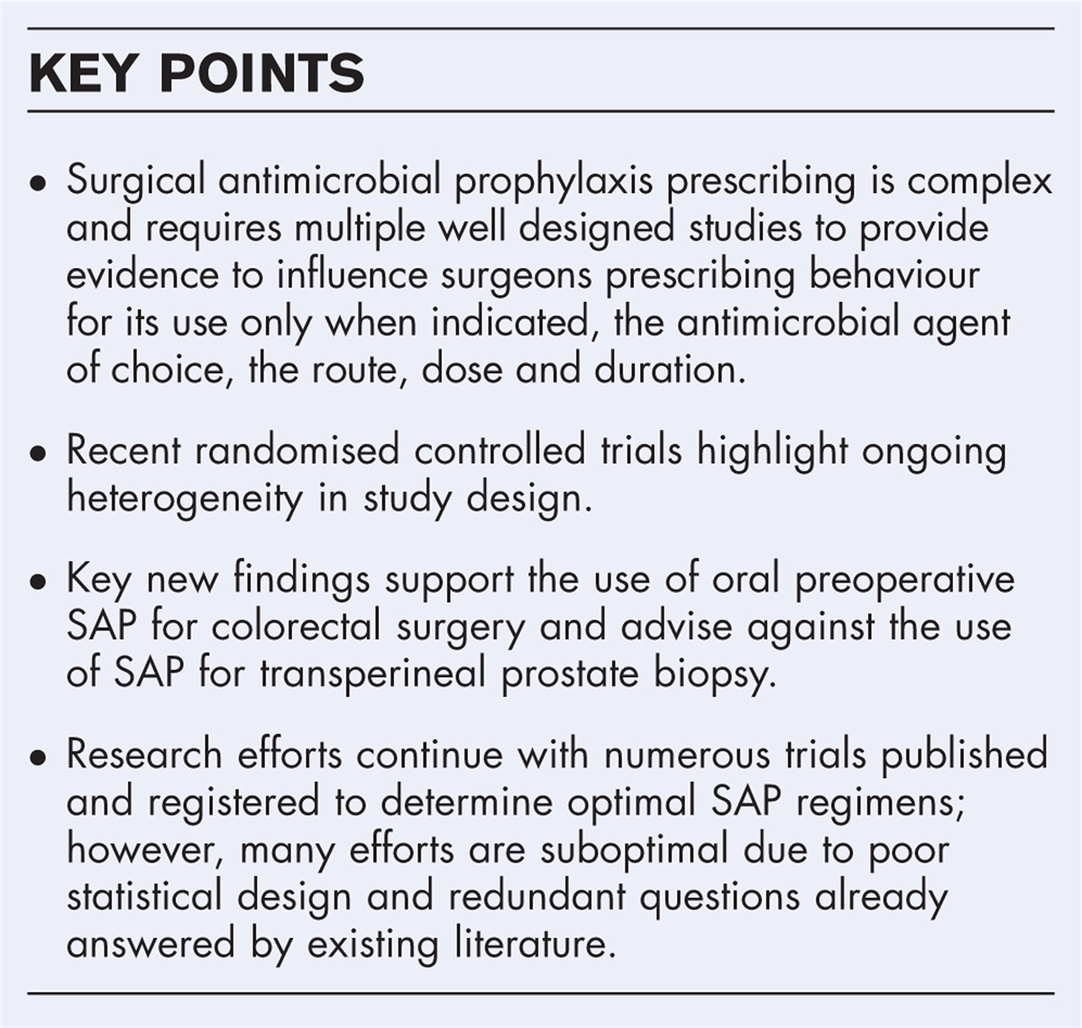 Surgical site infection prophylaxis: what have we learned and are we making progress?