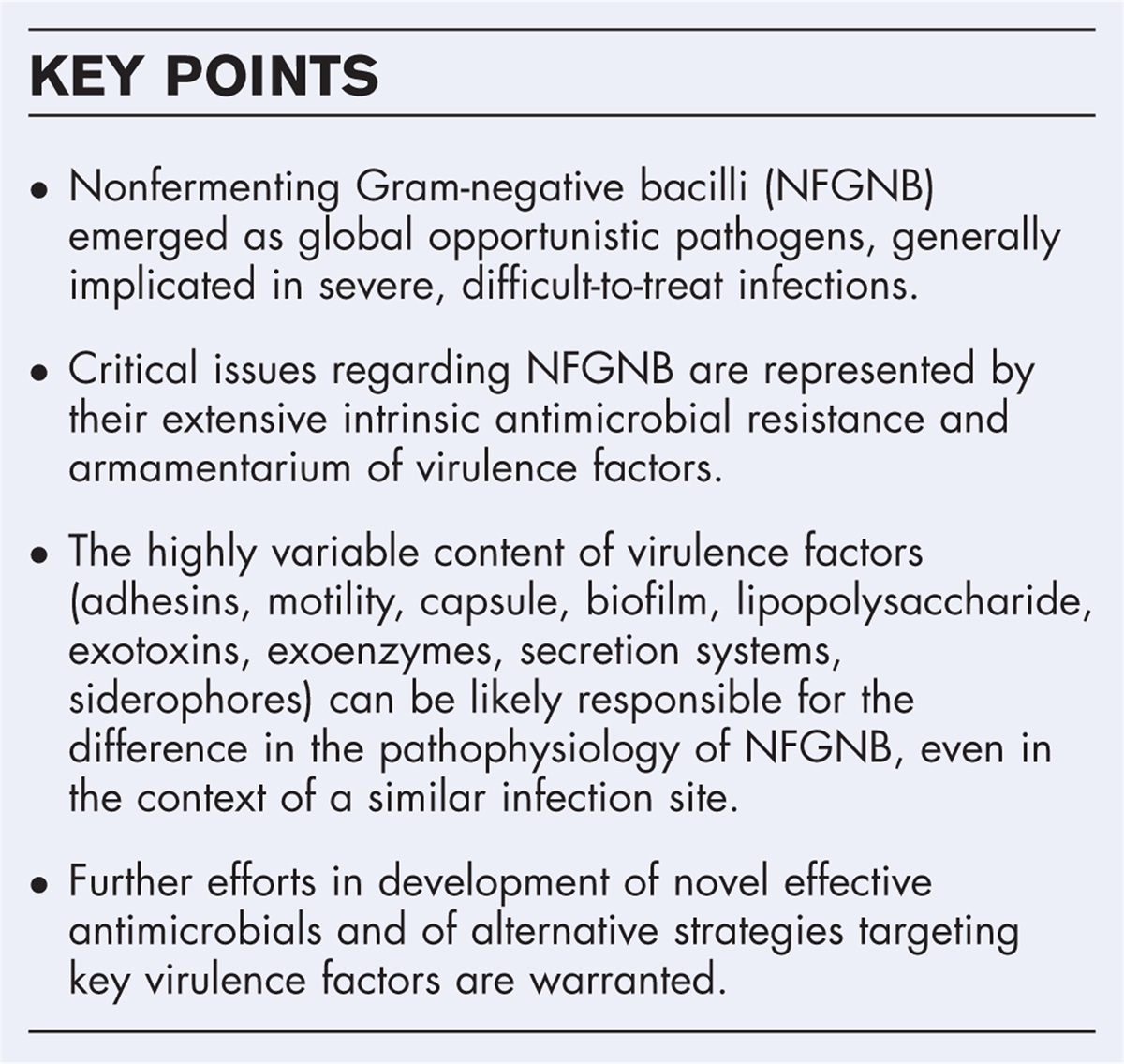 The microbiology and pathogenesis of nonfermenting Gram-negative infections
