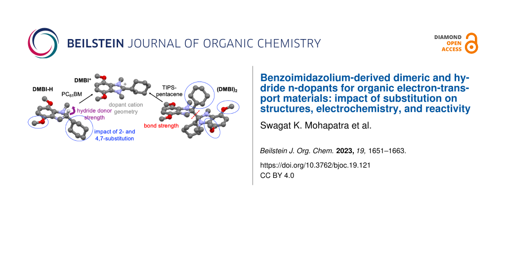 Benzoimidazolium-derived dimeric and hydride n-dopants for organic electron-transport materials: impact of substitution on structures, electrochemistry, and reactivity