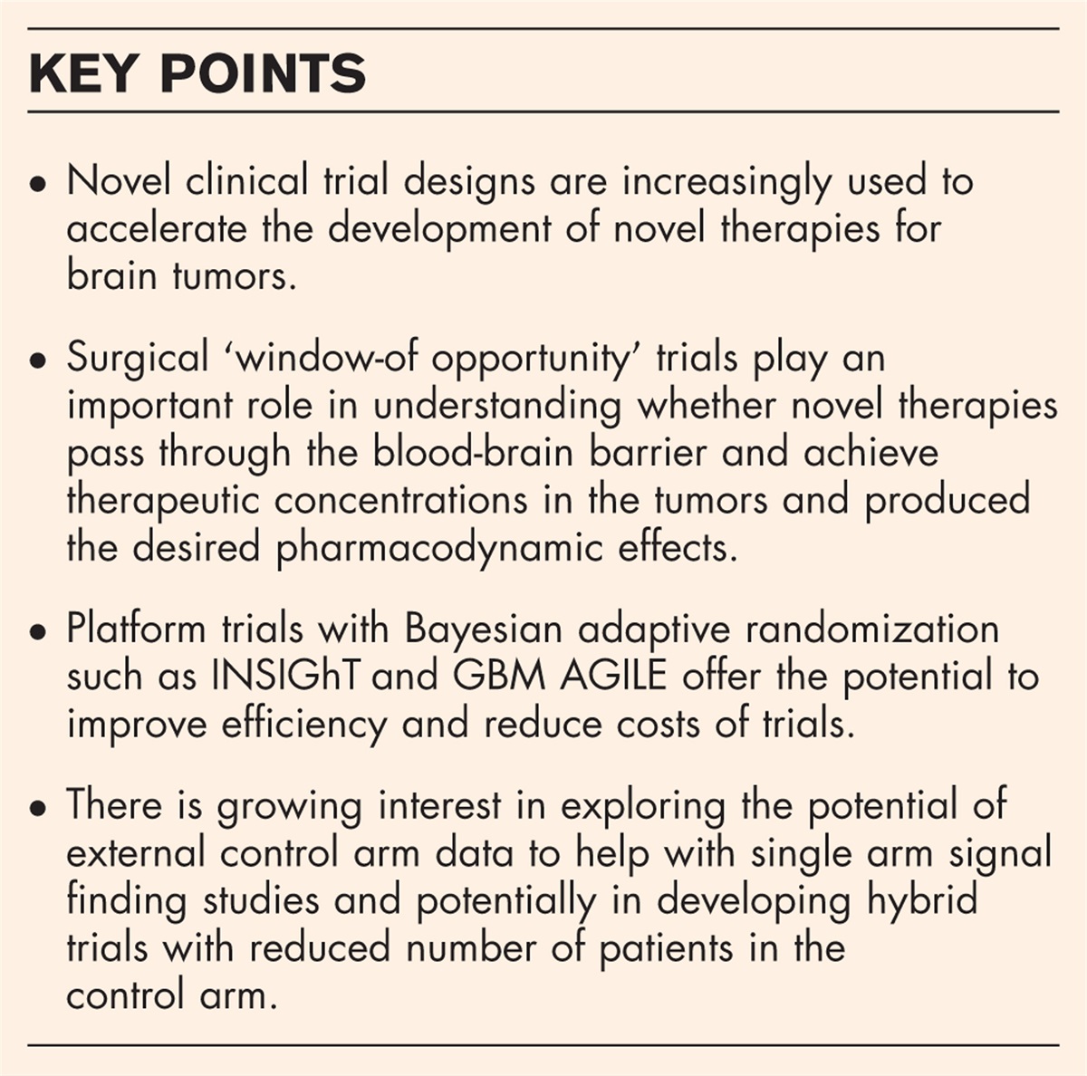 Novel trial designs in neuro-oncology