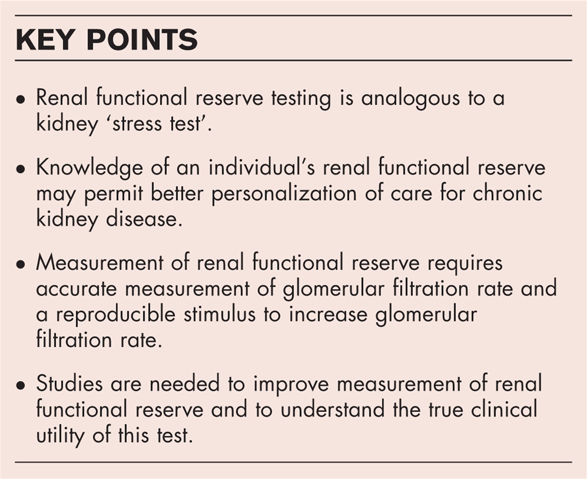 Potential utility of renal functional reserve testing in clinical nephrology